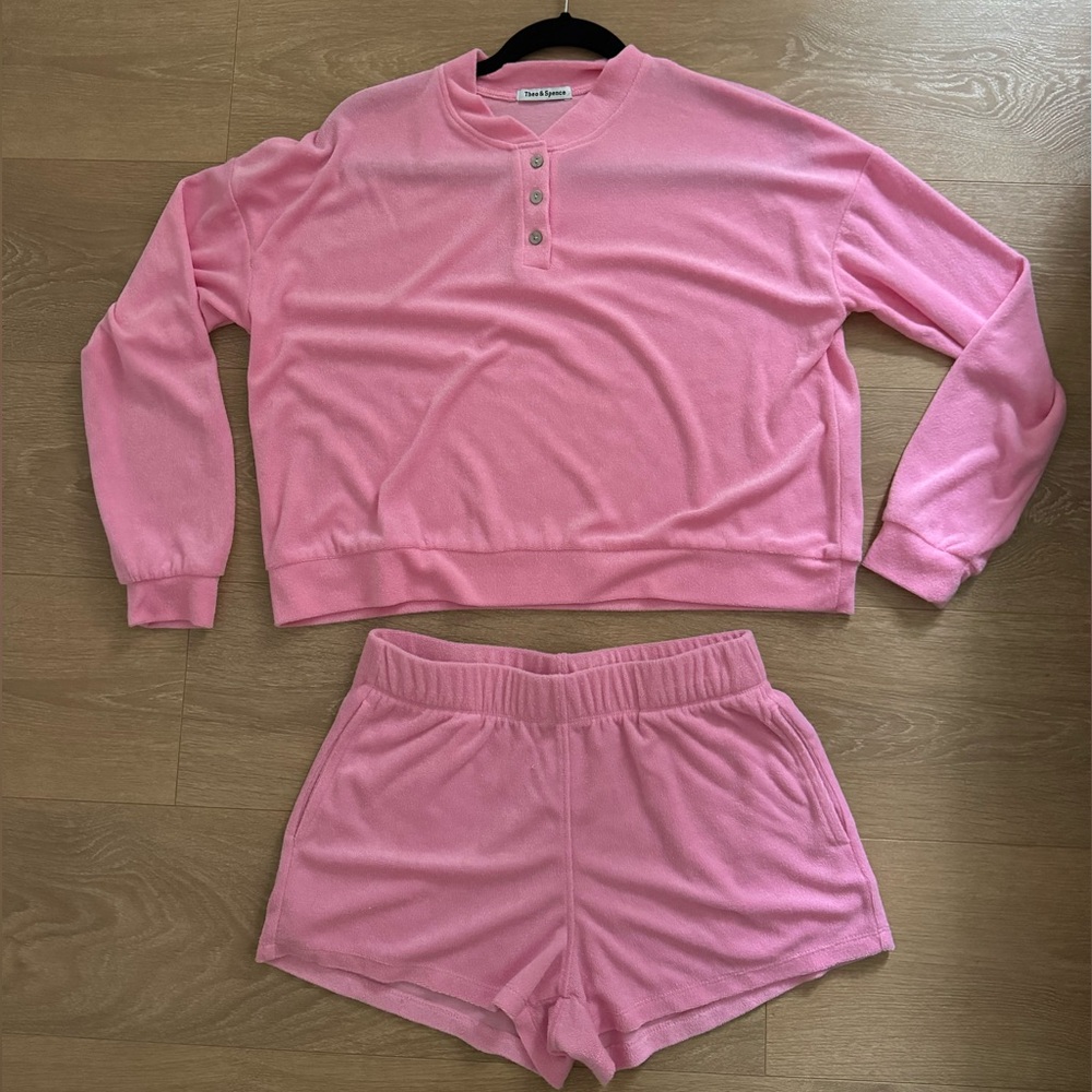Pink Terry Cloth shorts set size small